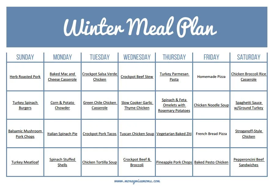 Dieta fría de invierno: menú detallado para 7 días