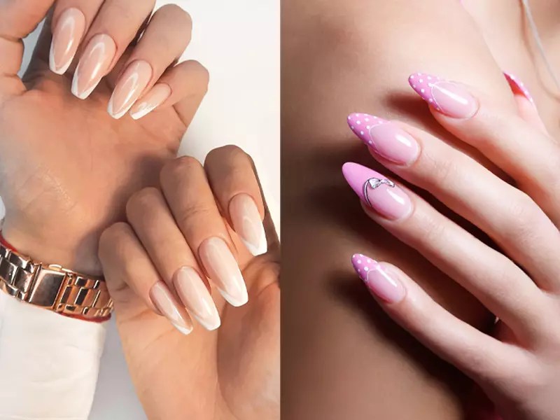 Brillante, pastel, francesa: manicura para uñas cuadradas