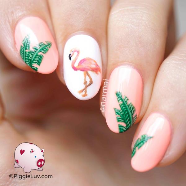 Manicure com flamingo view eo